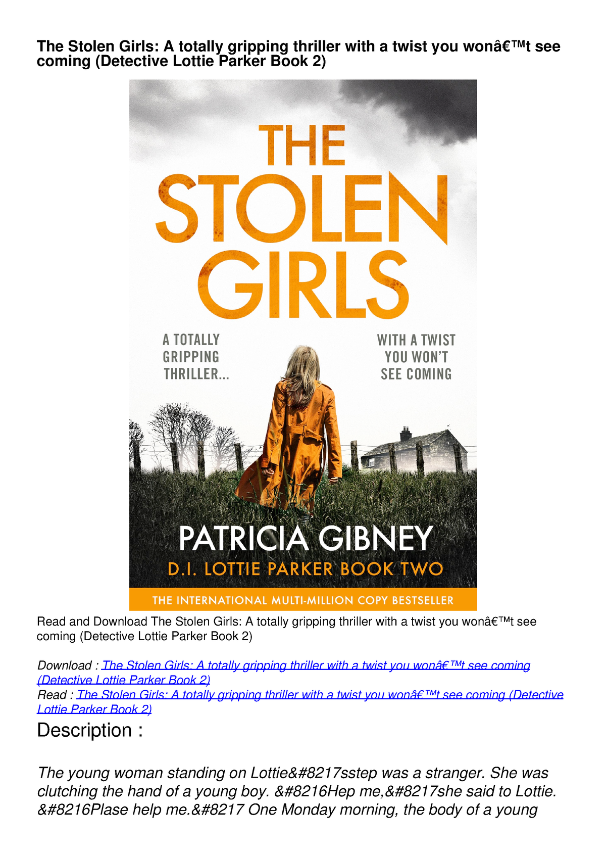 The Stolen Girls A totally gripping thriller with a twist you wonâ€™t ...