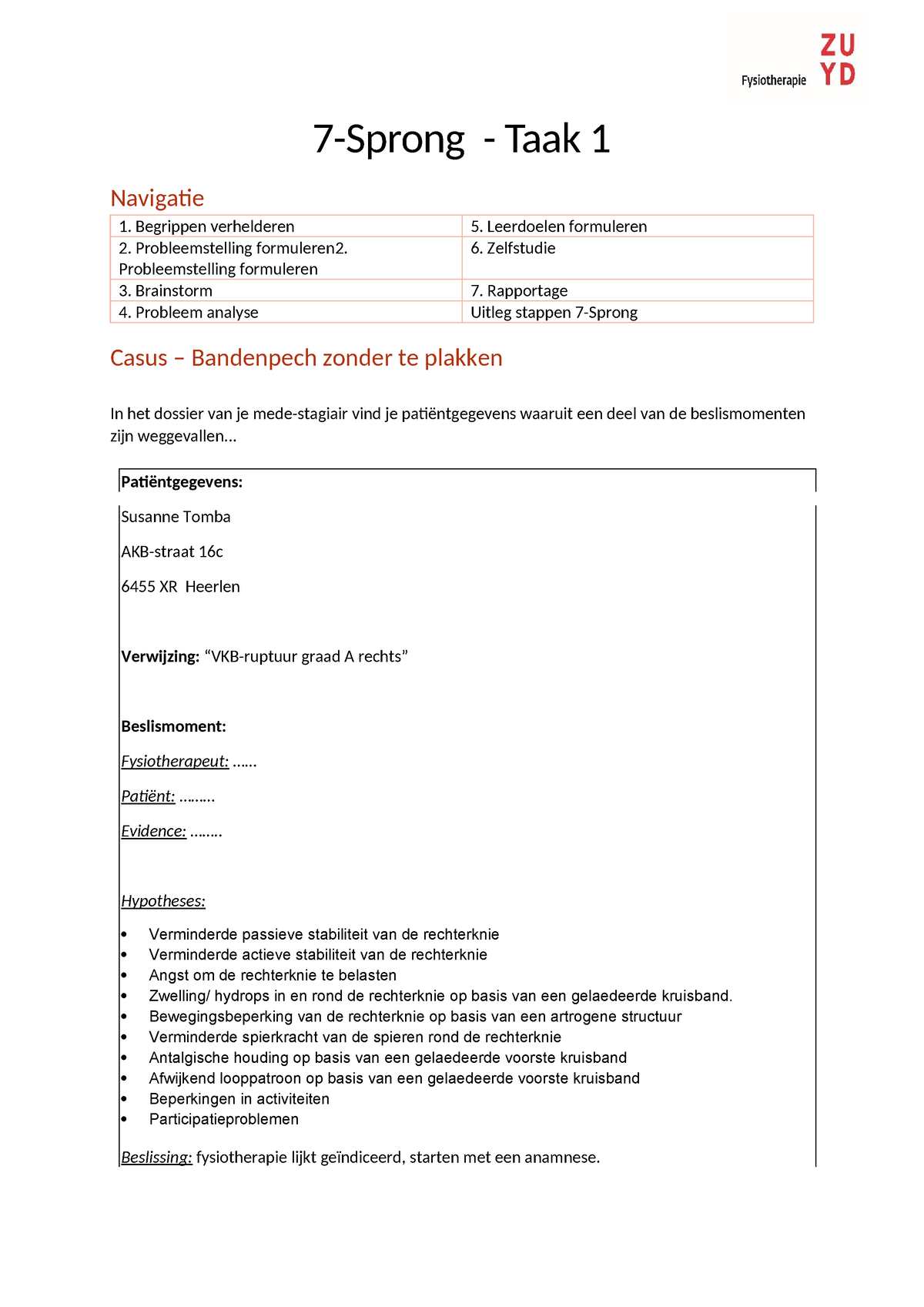 Blok 2 Taak 1 7-sprong Document - 7-Sprong - Taak 1 Navigatie 1 ...