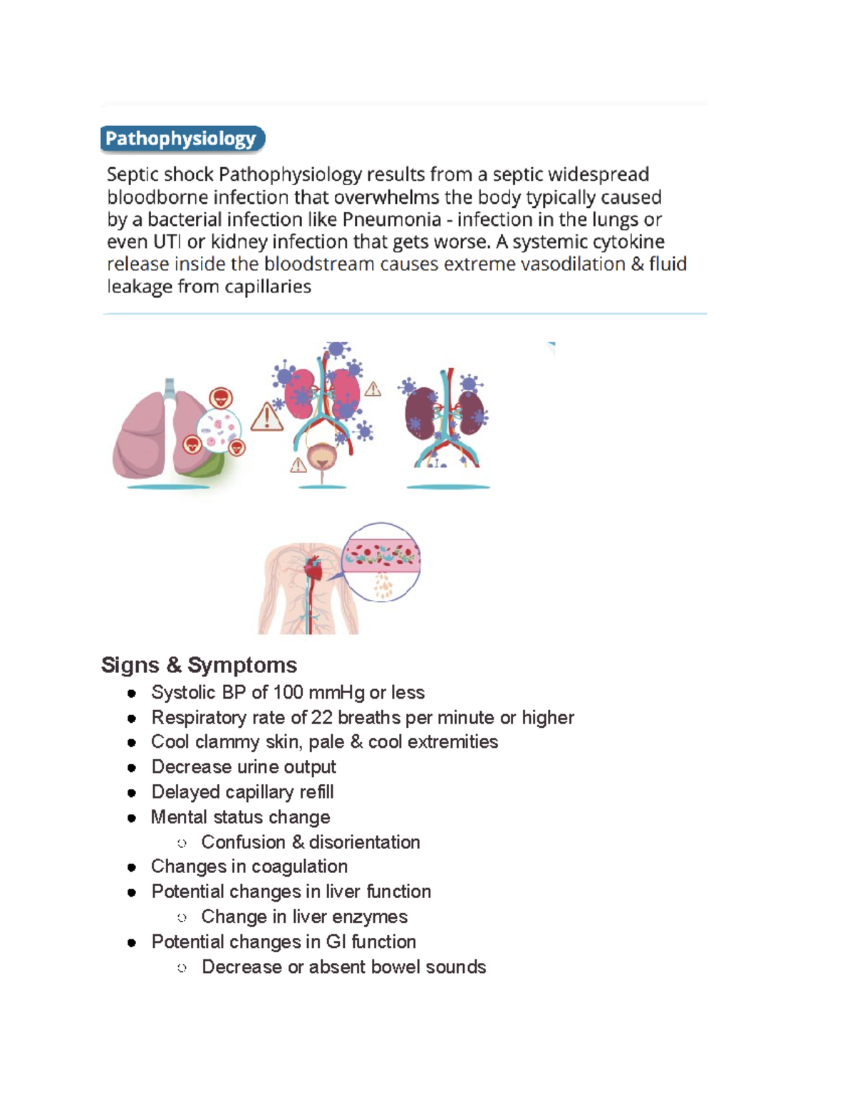 Ipass Glorias Topics - Medsurg Notes - Signs & Symptoms Systolic BP Of ...