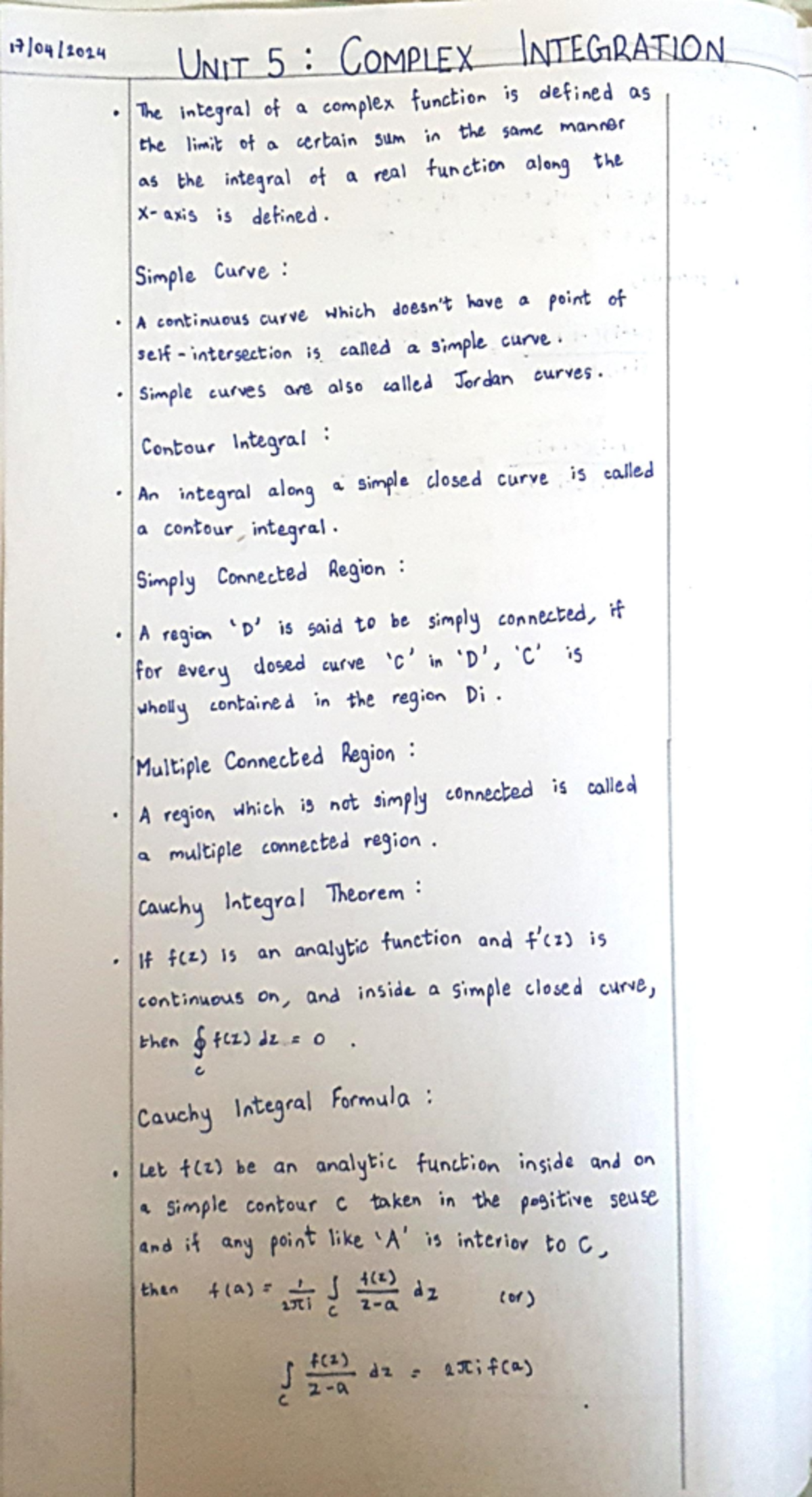 Math Unit 5 ACCA - maths sums sem news - UNIT 5 : COMPLEX INTEGRATION ...