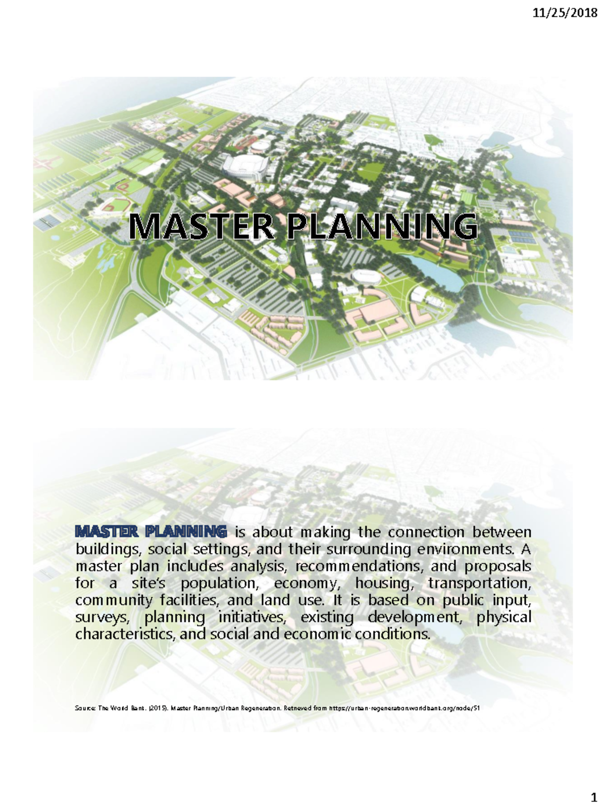 Master-Planning - Lecture notes - is about making the connection ...