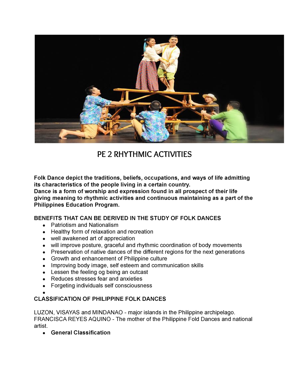 PE 2 Rhythmic Activities - PE 2 RHYTHMIC ACTIVITIES Folk Dance Depict ...