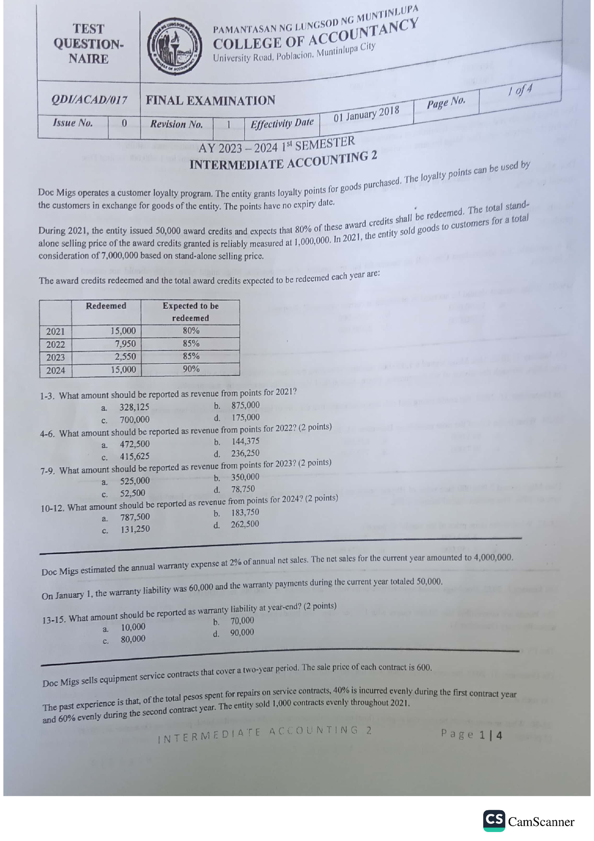 Intacc 2 - Intermediate Accounting 2 - Bachelor Of Science In ...