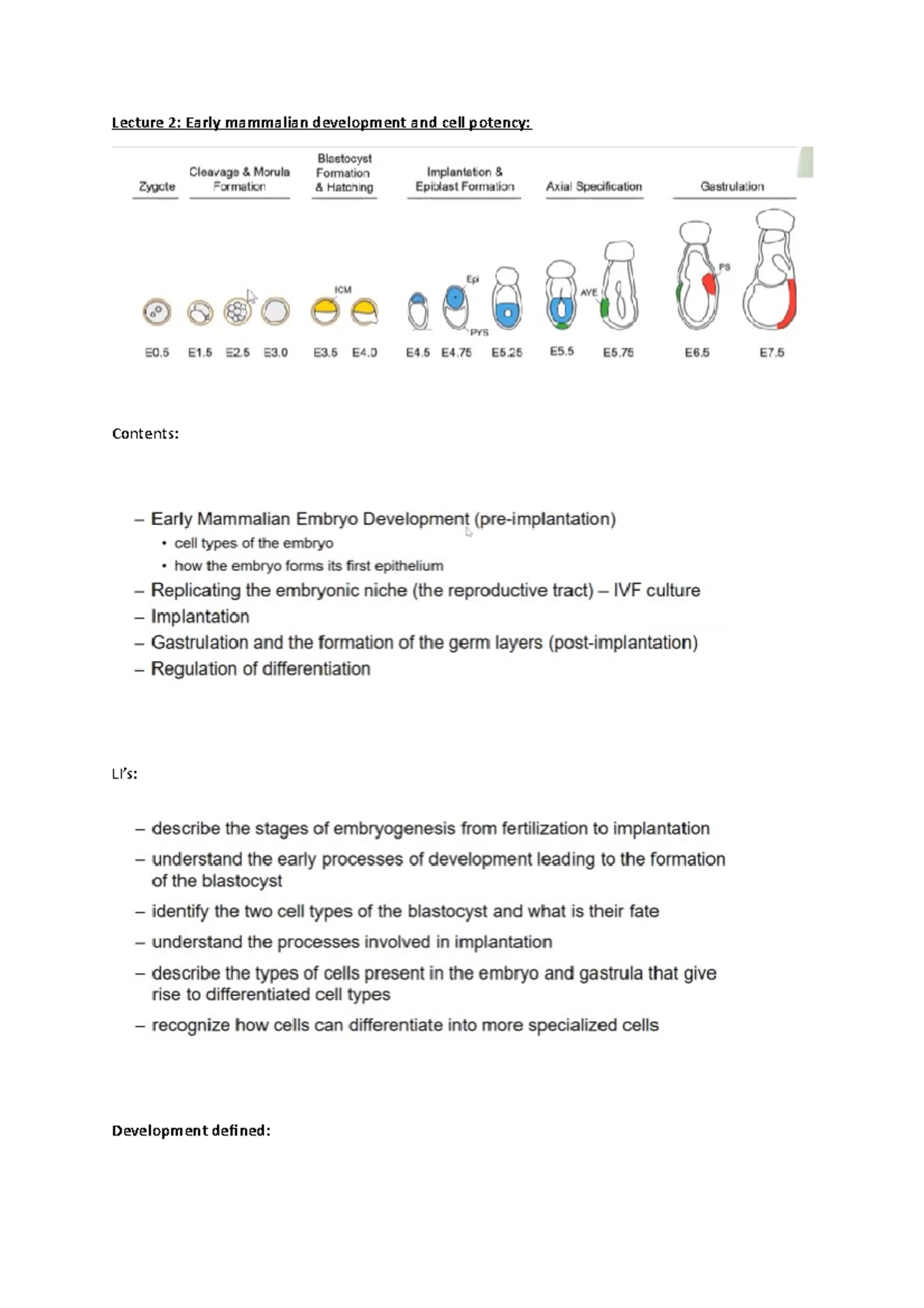 Lecture notes for stem cells - CEDB30004 - lecture 2 - CEDB30004 ...