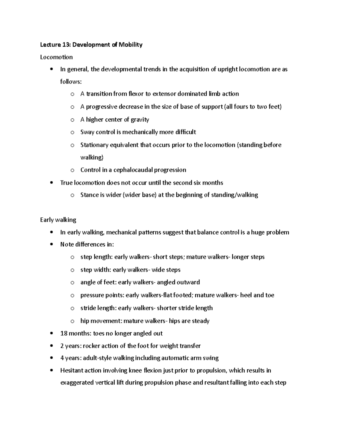 Lecture 13 Notes Human Growth and Motor Development - Lecture 13 ...