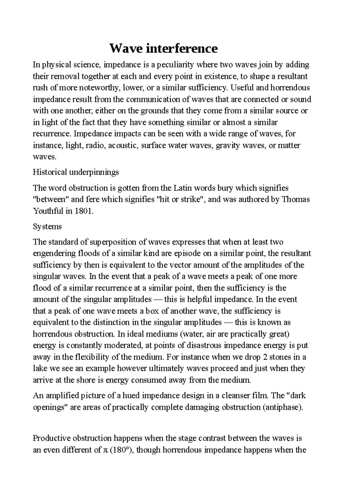 Wave interference - Ifah - Wave interference In physical science ...