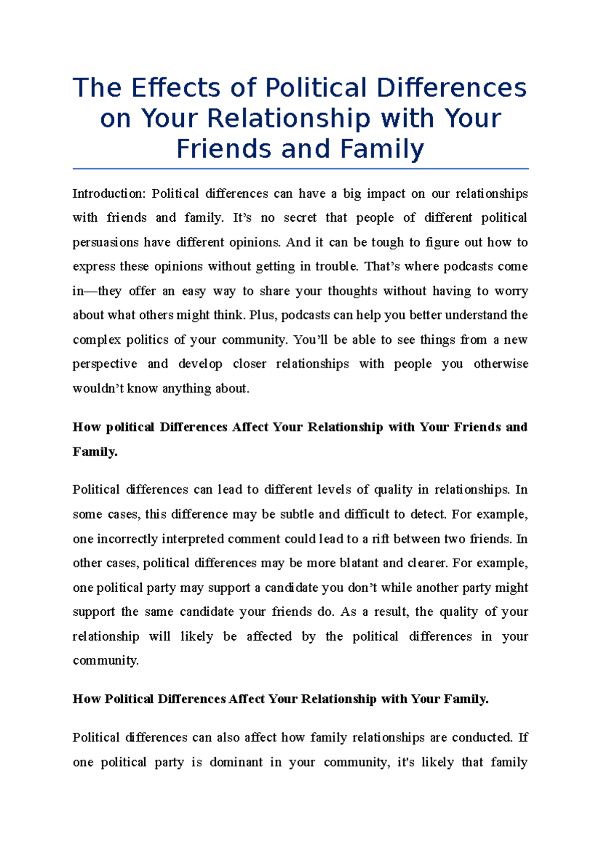 The Effects Of Political Differences On Your Relationship With Your ...