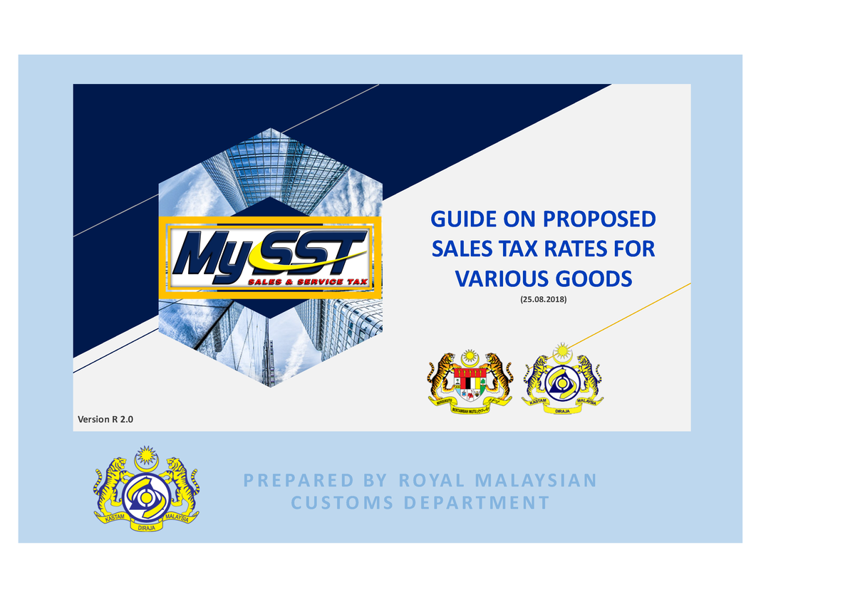 Sales Tax Rates For Various Goods - P R E P A R E D BY R O YA L M A L ...