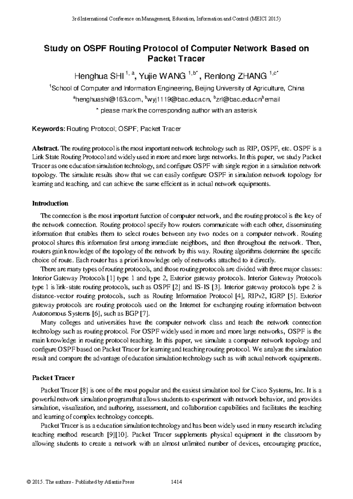 25273 - Networks - Study on OSPF Routing Protocol of Computer Network ...