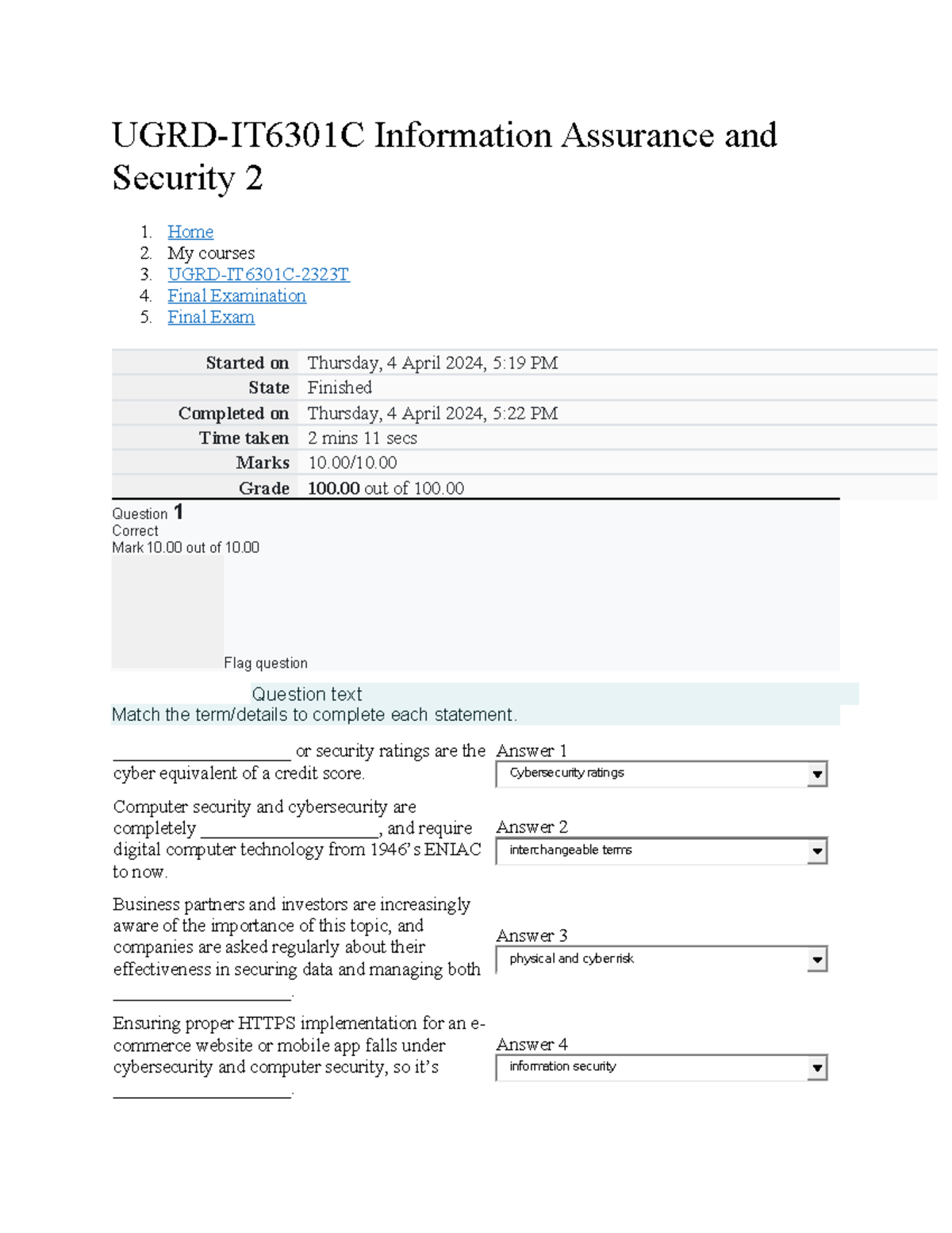 UGRD-IT6301C Information Assurance And Security 2 Final Exam - UGRD ...