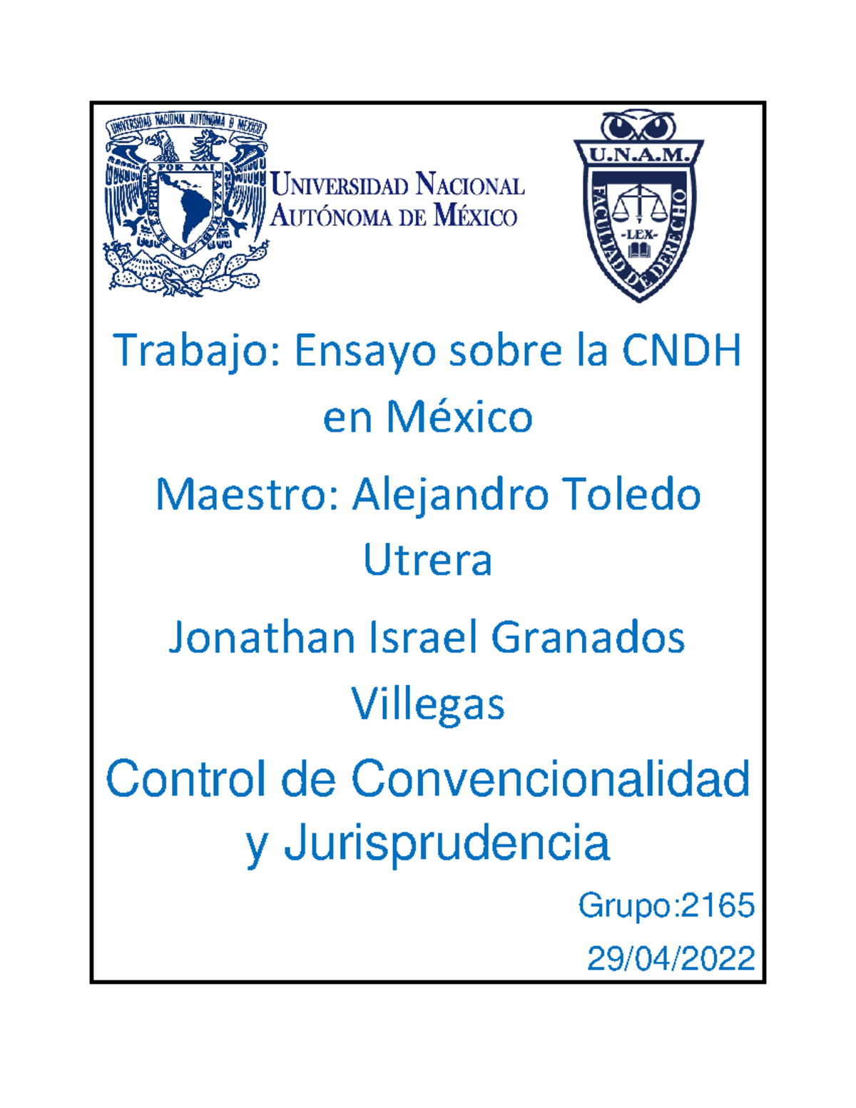 Trabajo De Control Sobre La Cndh Trabajo Ensayo Sobre La Cndh En