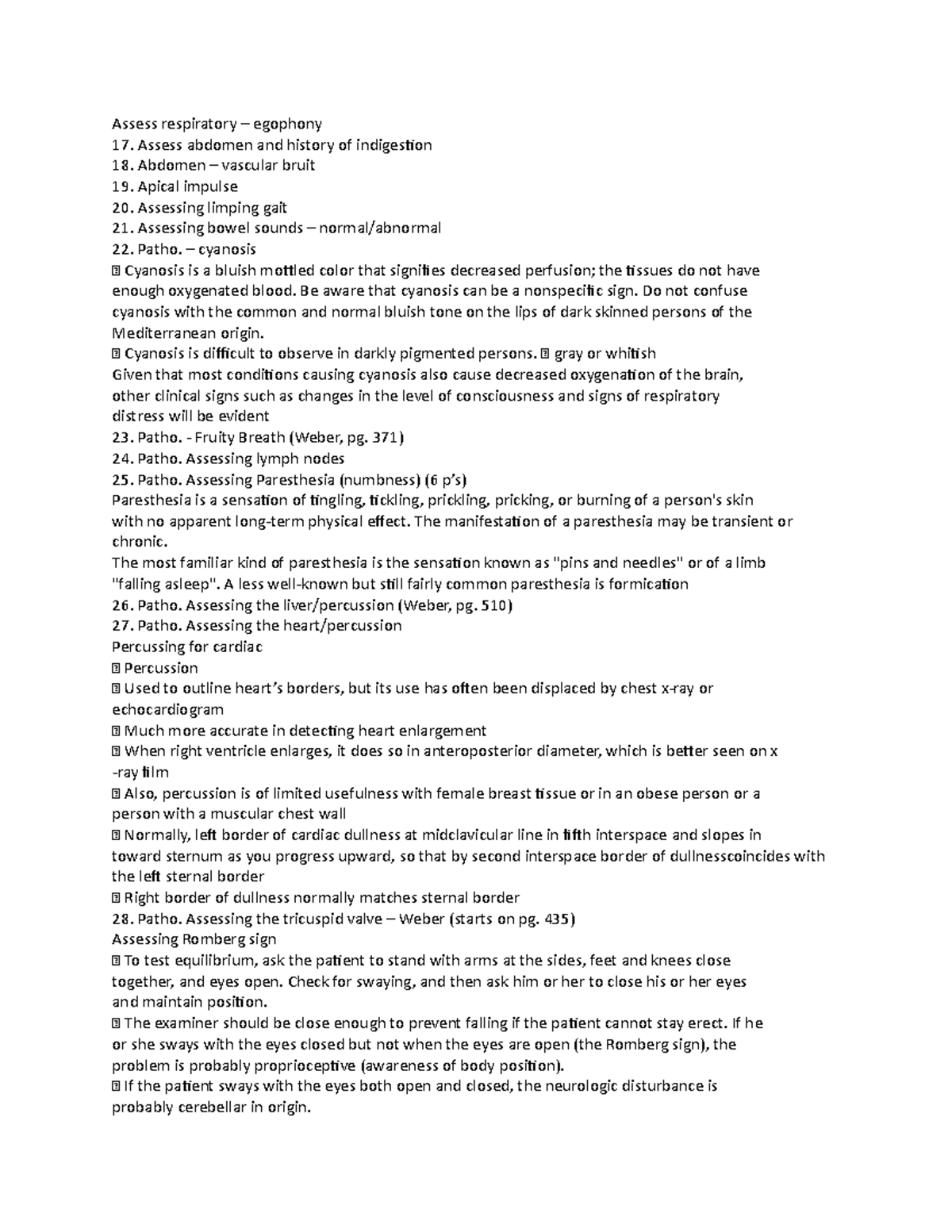 Document Hesi Assessment 2 - Assess Respiratory – Egophony 17. Assess 