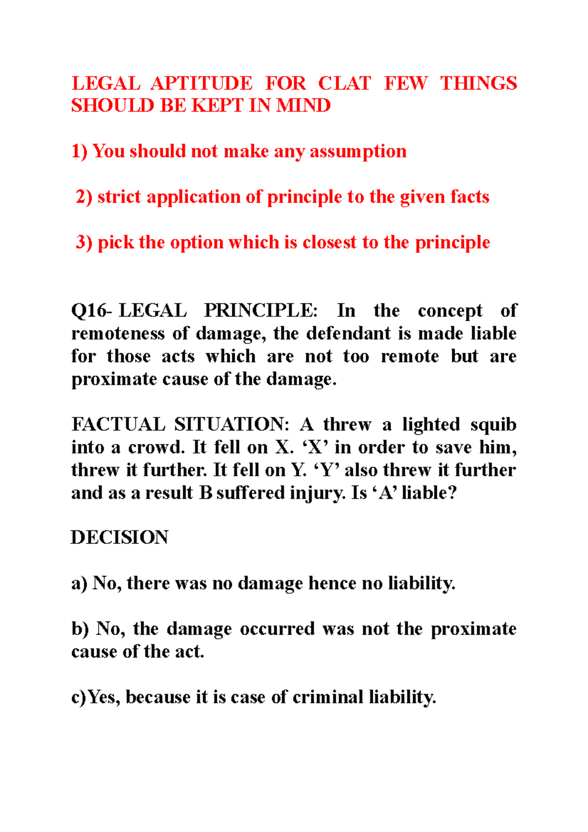 TORT-4 - notes on law of tort by pk - LEGAL APTITUDE FOR CLAT FEW ...