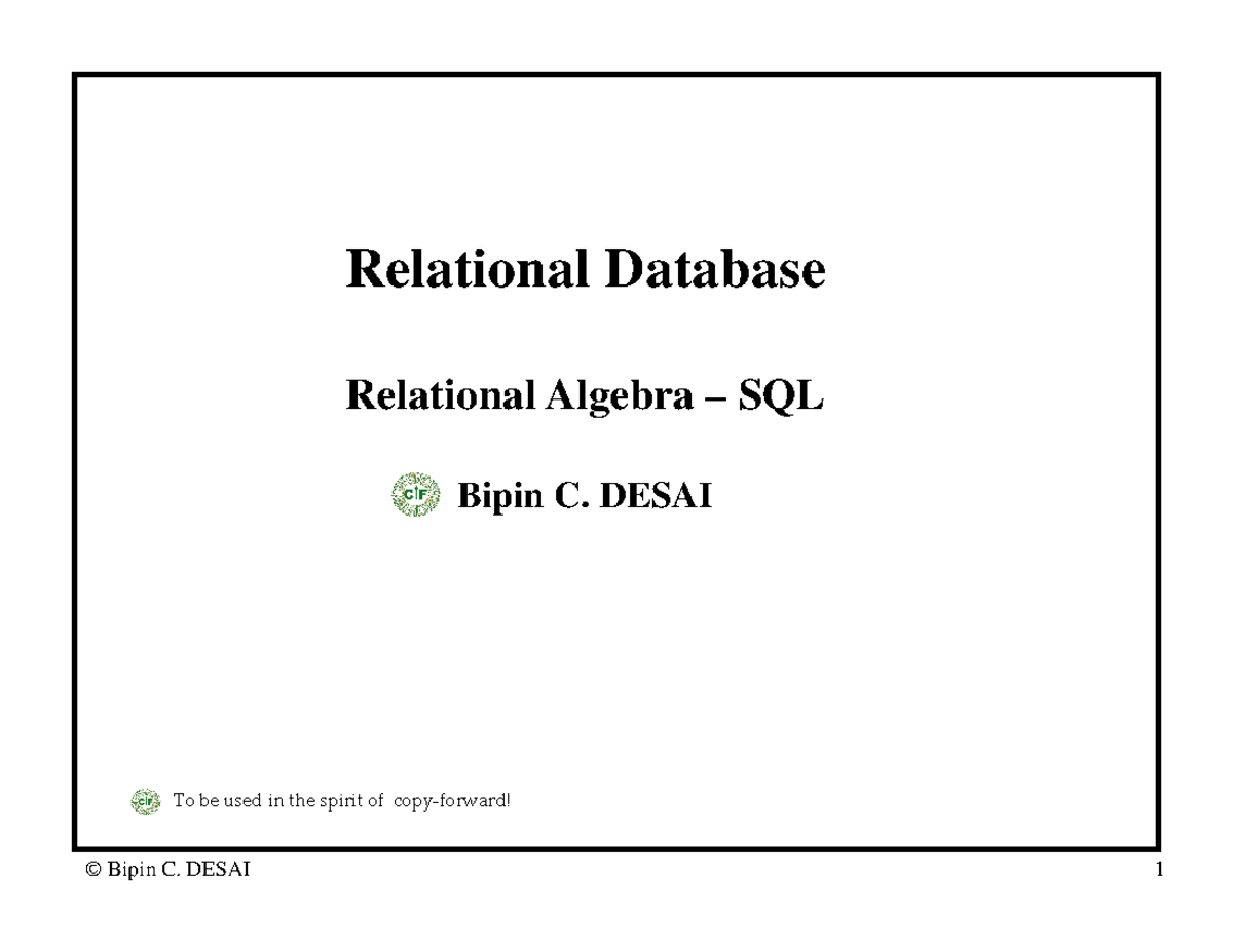 4-Rel Alg Sql-encr - COMP 5531 Lecture - Relational Database Relational ...