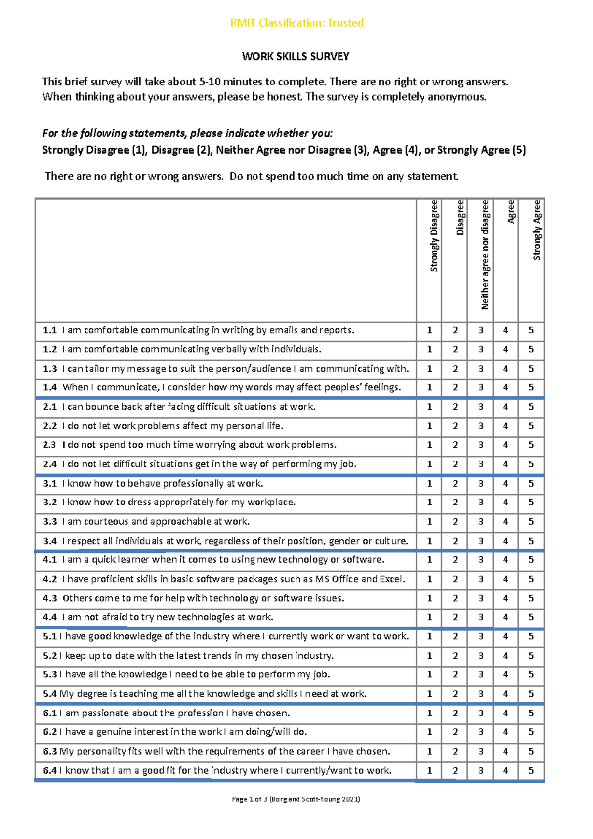 WORK Skills Survey MPT Sem 1 2022 - WORK SKILLS SURVEY This brief ...