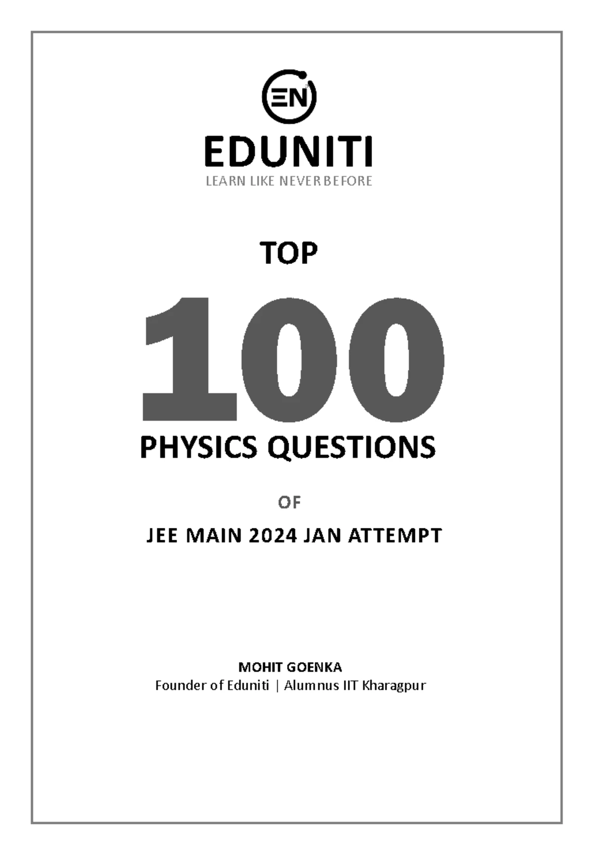 Challenge 5 Top 100 Questions of JEE Main 2020 Physics - ####### LEARN ...