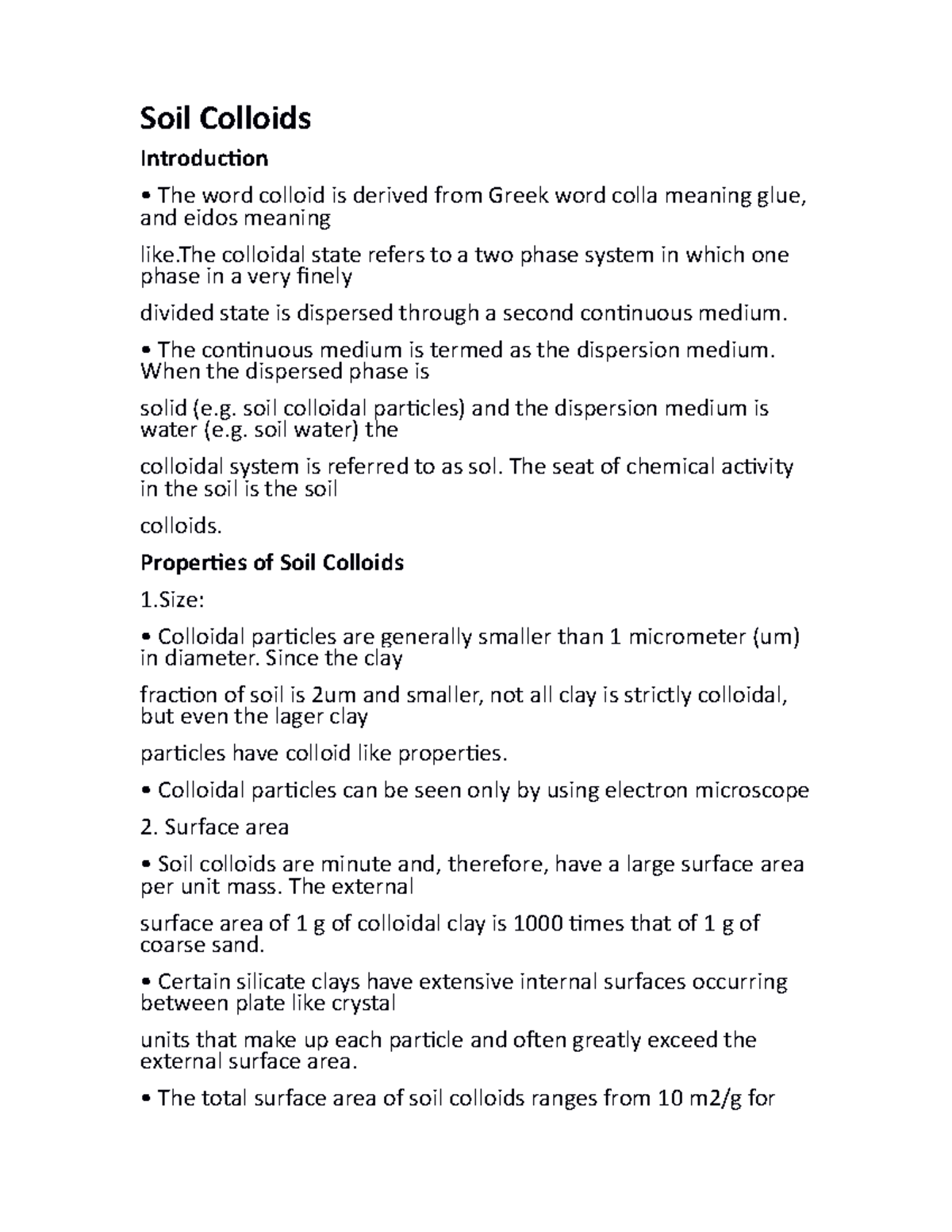 Soil Colloids Soil Colloids Introduction The word colloid is derived