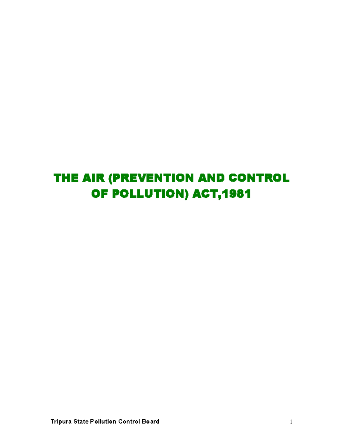 Air pollution act 1981 THE AIR (PREVENTION AND CONTROL OF POLLUTION