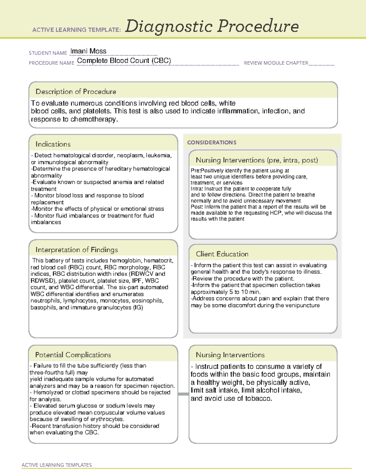 Blood Transfusion Diagnostic Procedure Ati Template