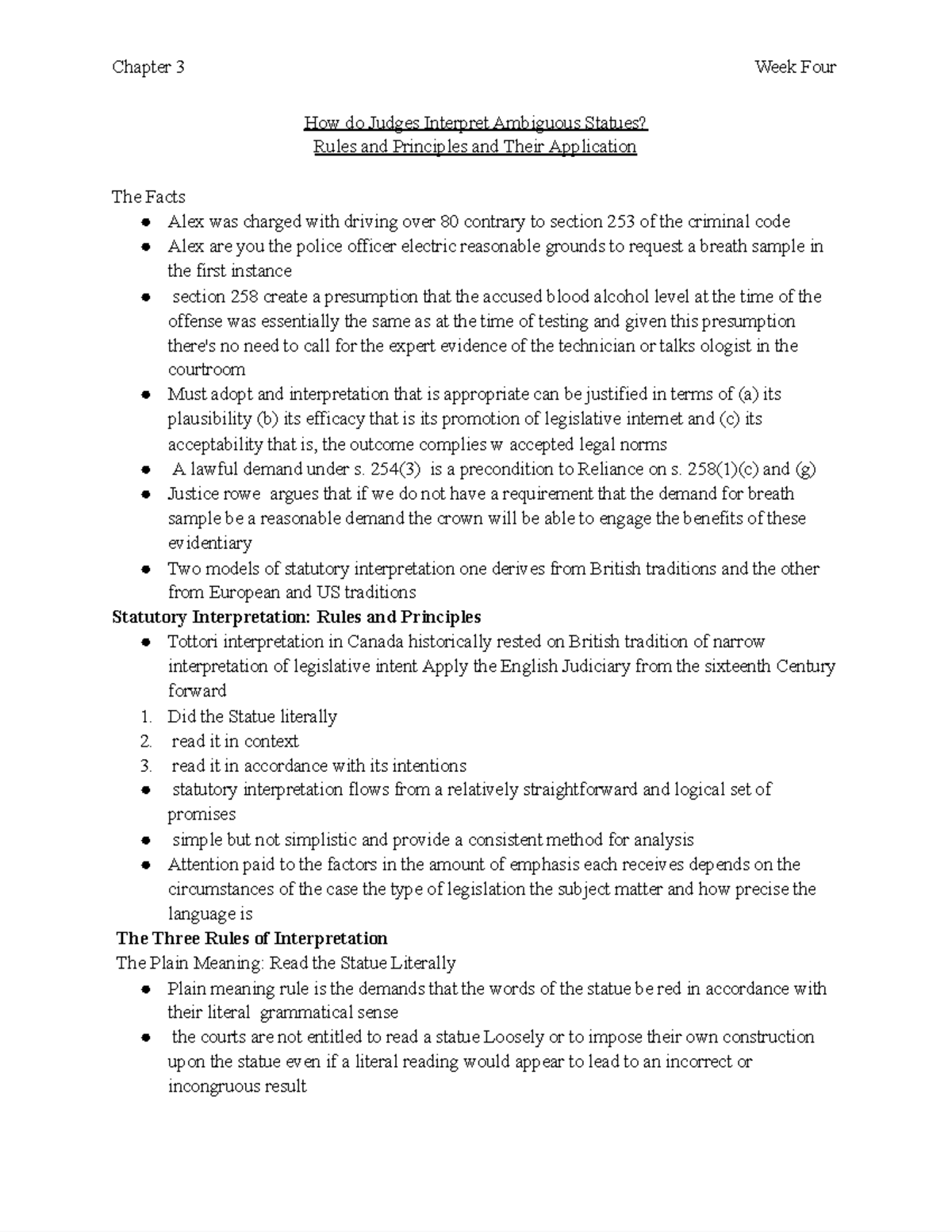 Chapter 3 Chapter 3 Week Four How do Judges Interpret Ambiguous