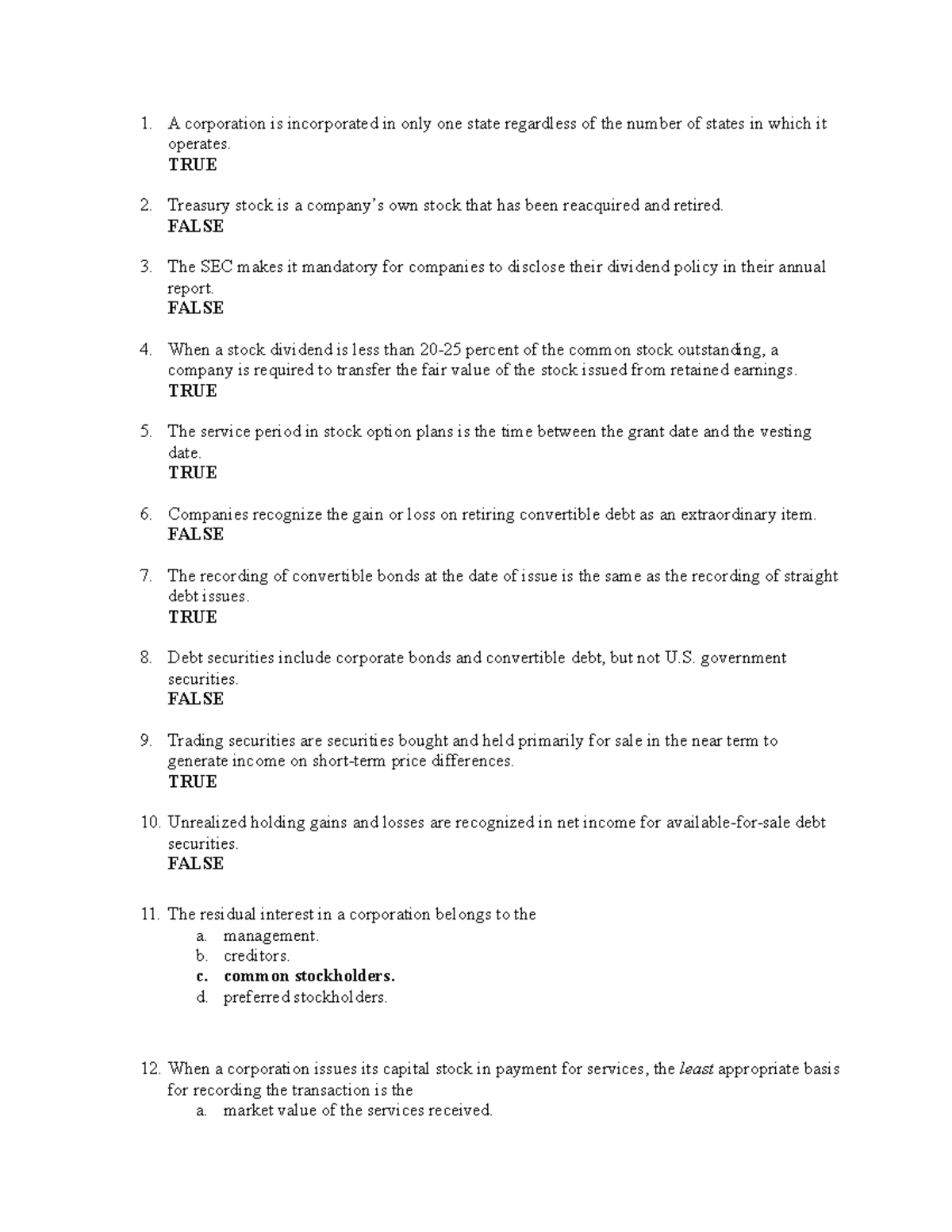 Accounting - Sample Practice Questions - A corporation is incorporated ...