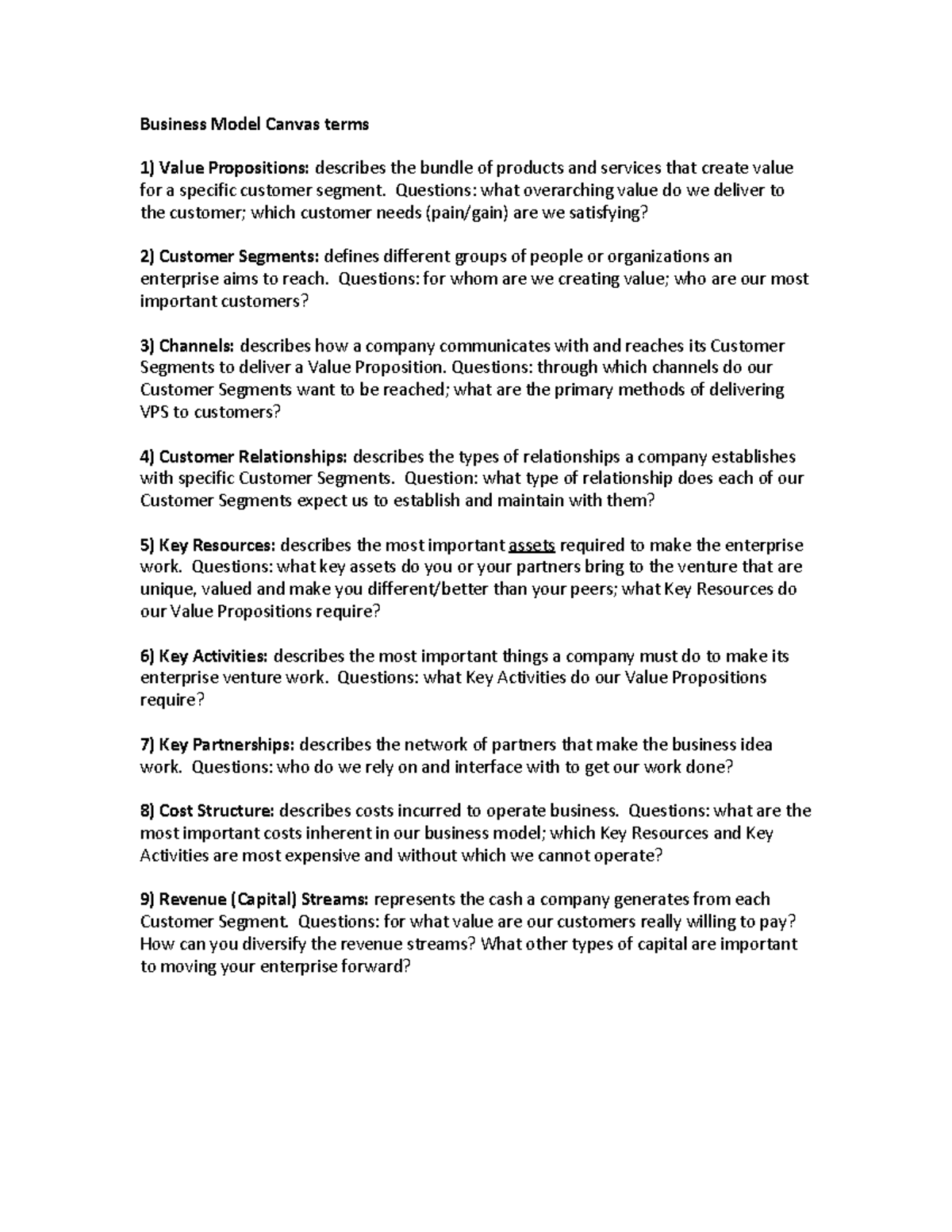 Business Model Canvas terms explained Business Model Canvas terms 1