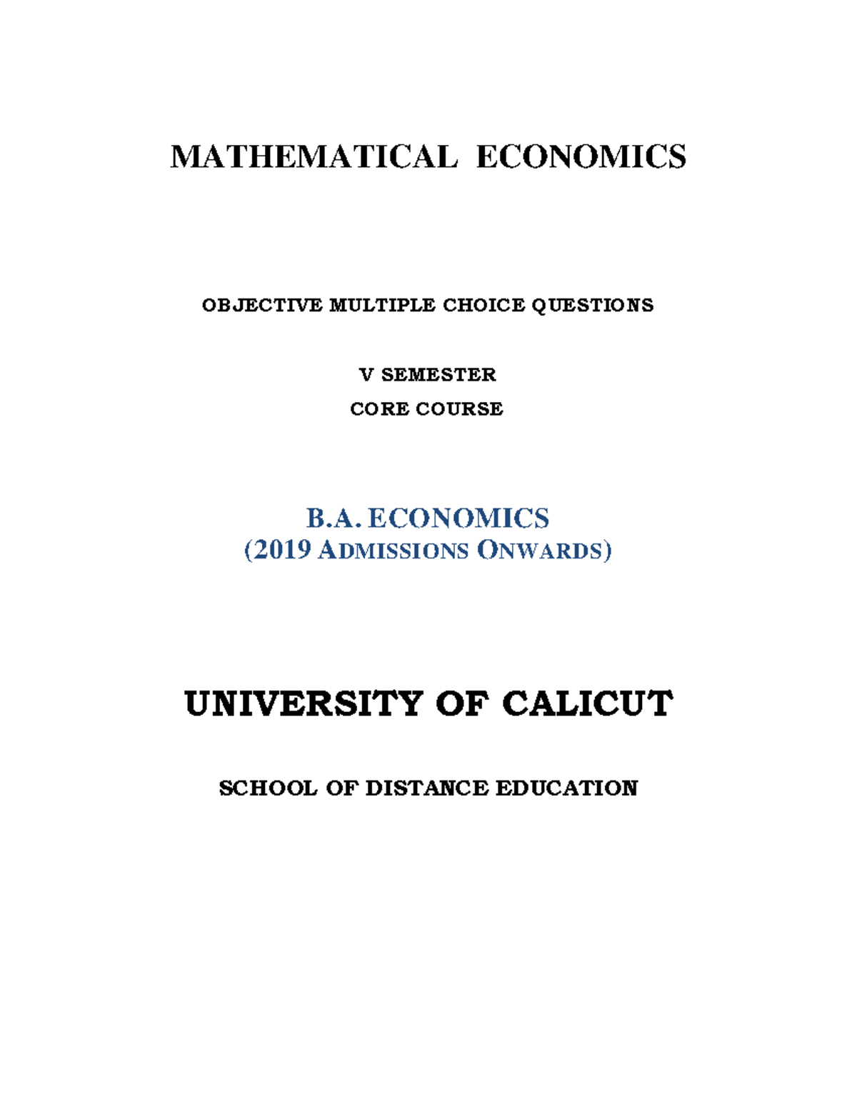 mathematical economics research papers