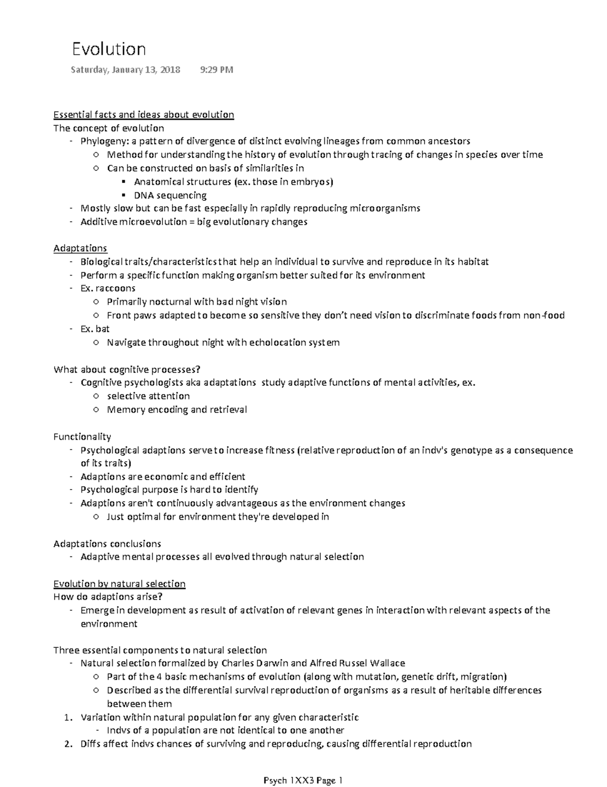 Evolution - Module notes + Lecture notes - Warning: TT: undefined ...
