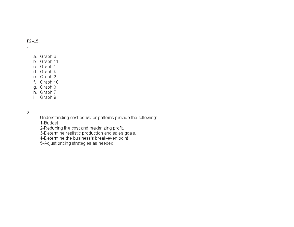 Assignment 1 - Answers - P2– 1. a. Graph 6 b. Graph 11 c. Graph 1 d ...
