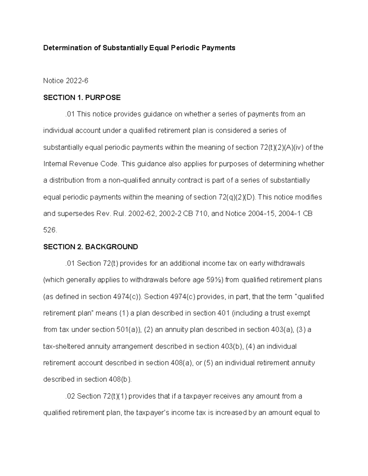 N2206 Determination of Substantially Equal Periodic Payments Notice