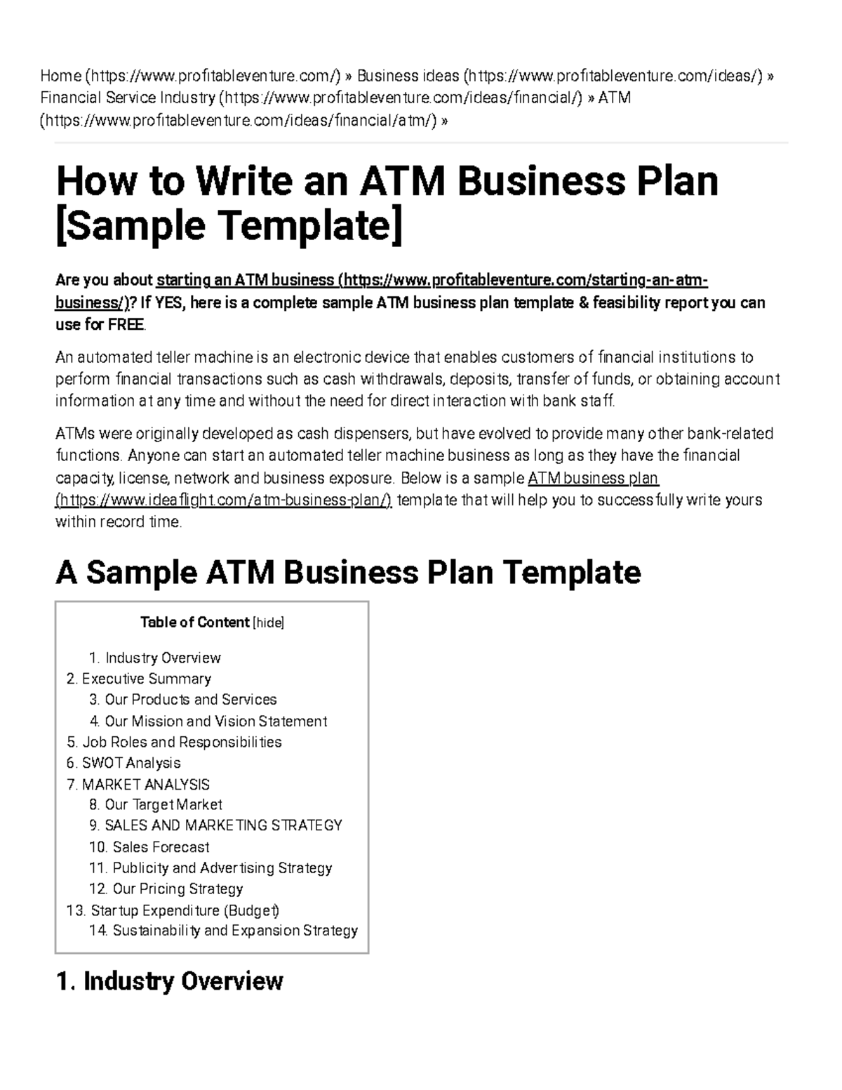 business plan for atm business