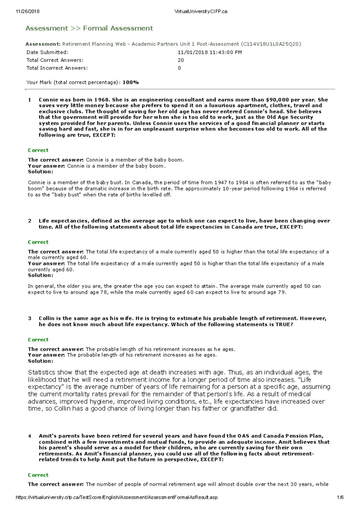Exam 1 2018, questions and answers Assessment >> Formal Assessment