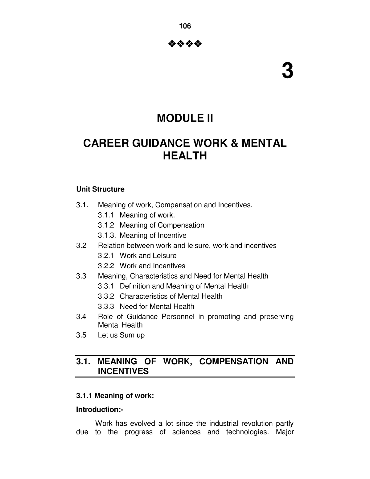 Work And Mental Health Unit 3 3 MODULE II CAREER GUIDANCE WORK 