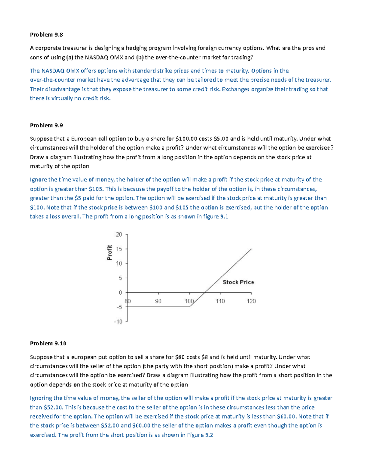 Chapter 9 - Mechanics of Options Market - FNCE30007 - Melbourne - Studocu