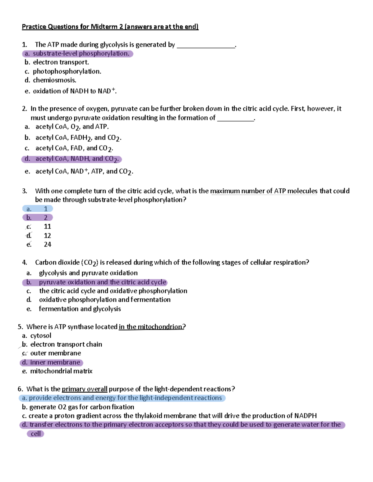 Practice midterm 2 bio - 03 55 141 - U of W - Studocu