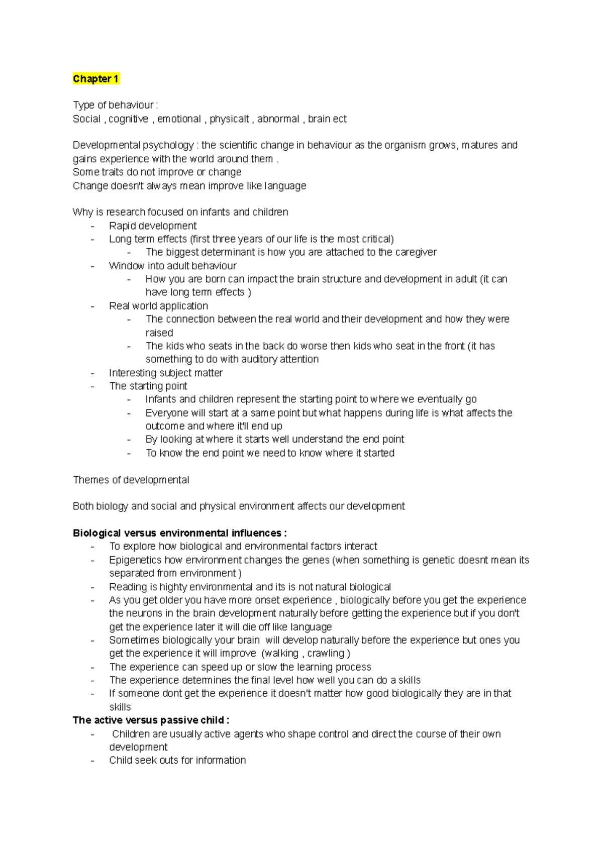chapter 1 lecture note - Chapter 1 Type of behaviour : Social ...