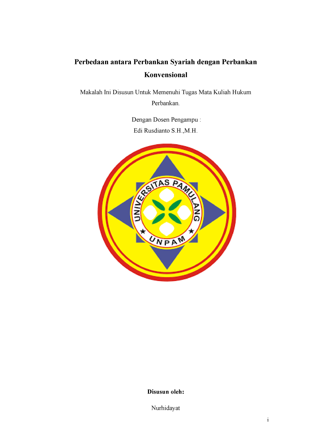Makalah Perbedaan Antara Perbankan Syari. Hukum Perbankan-Nurhidayat ...