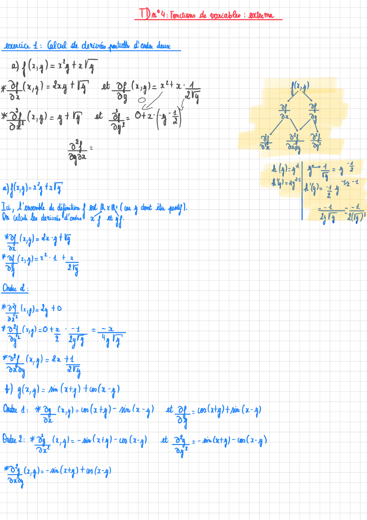 TD 4 Fonctions De Plusieurs Variables - Extrema - Mathématiques - Studocu