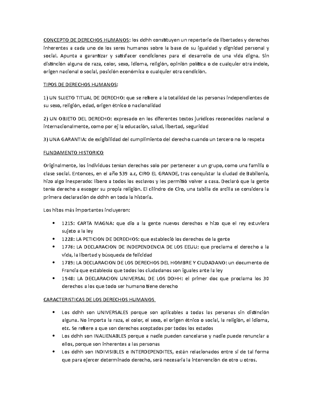 DDHH Primer Parcial - CONCEPTO DE DERECHOS HUMANOS: Los Ddhh ...