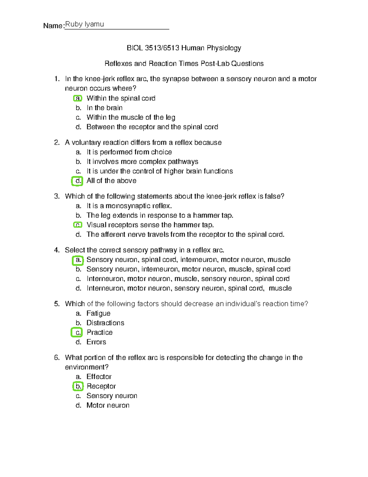 Lab 5 Reflex and Reaction times Assignment Name