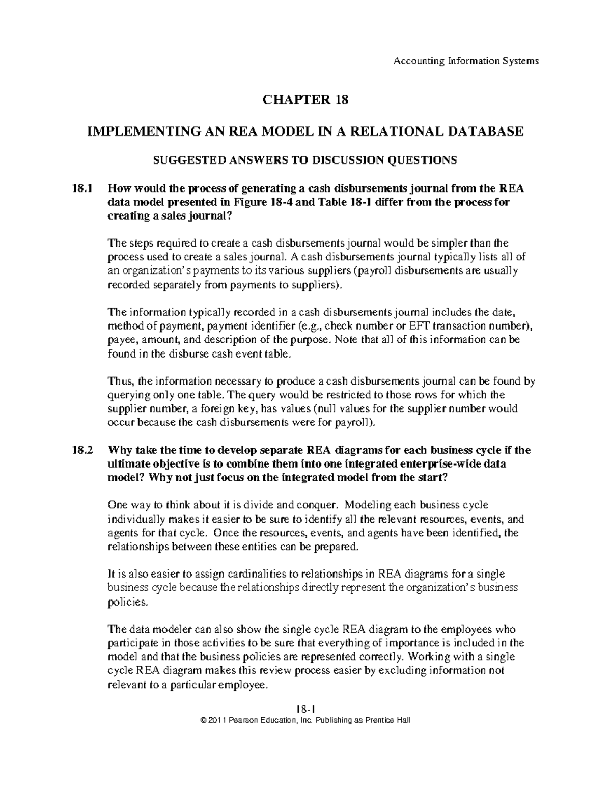 Solution Manual Accounting Information Systems 12th Edition Romney And Steinbart Ch18 Studocu