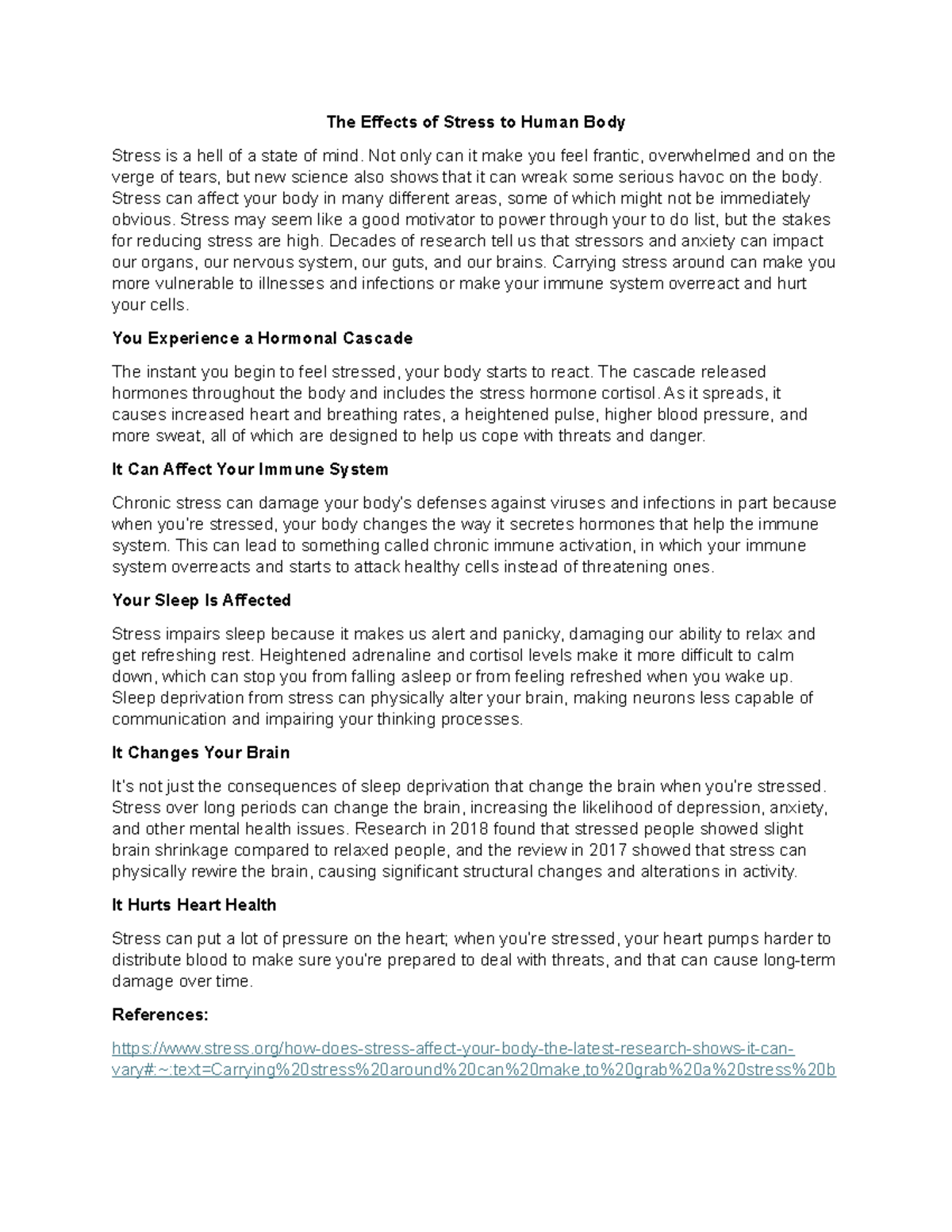 OAC 3 PPD - Personal development - The Effects of Stress to Human Body ...