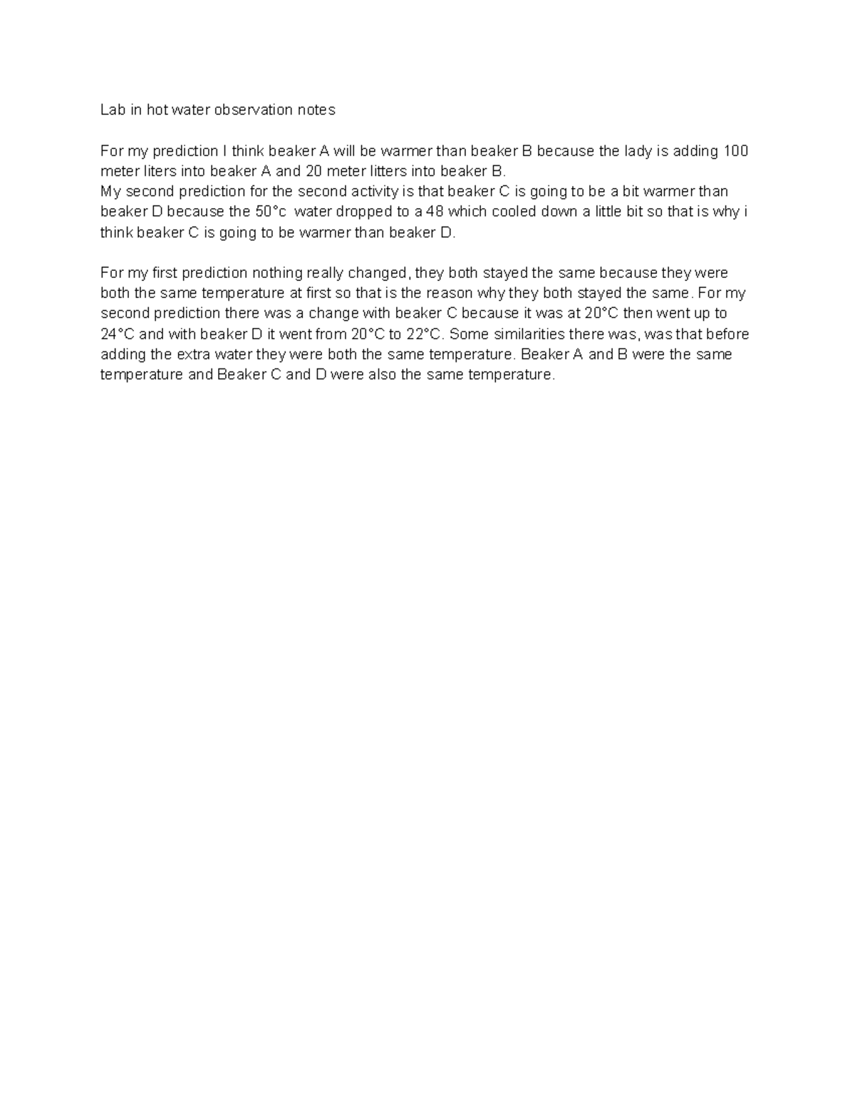 Lab in hot water observation notes - My second prediction for the ...