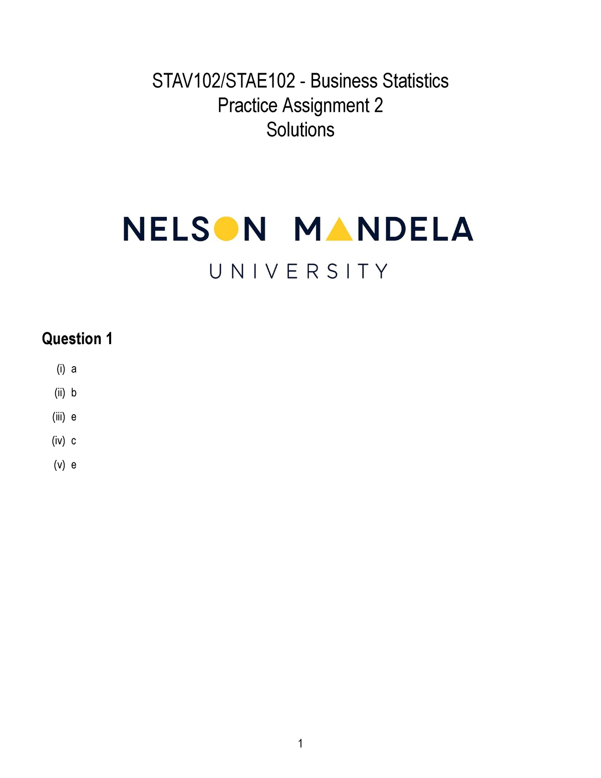 business statistics assignment 2