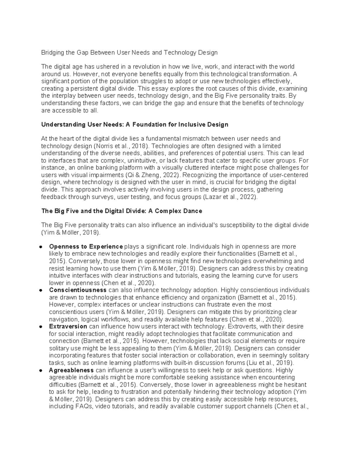 Bridging the Gap Between User Needs and Technology Design - However ...
