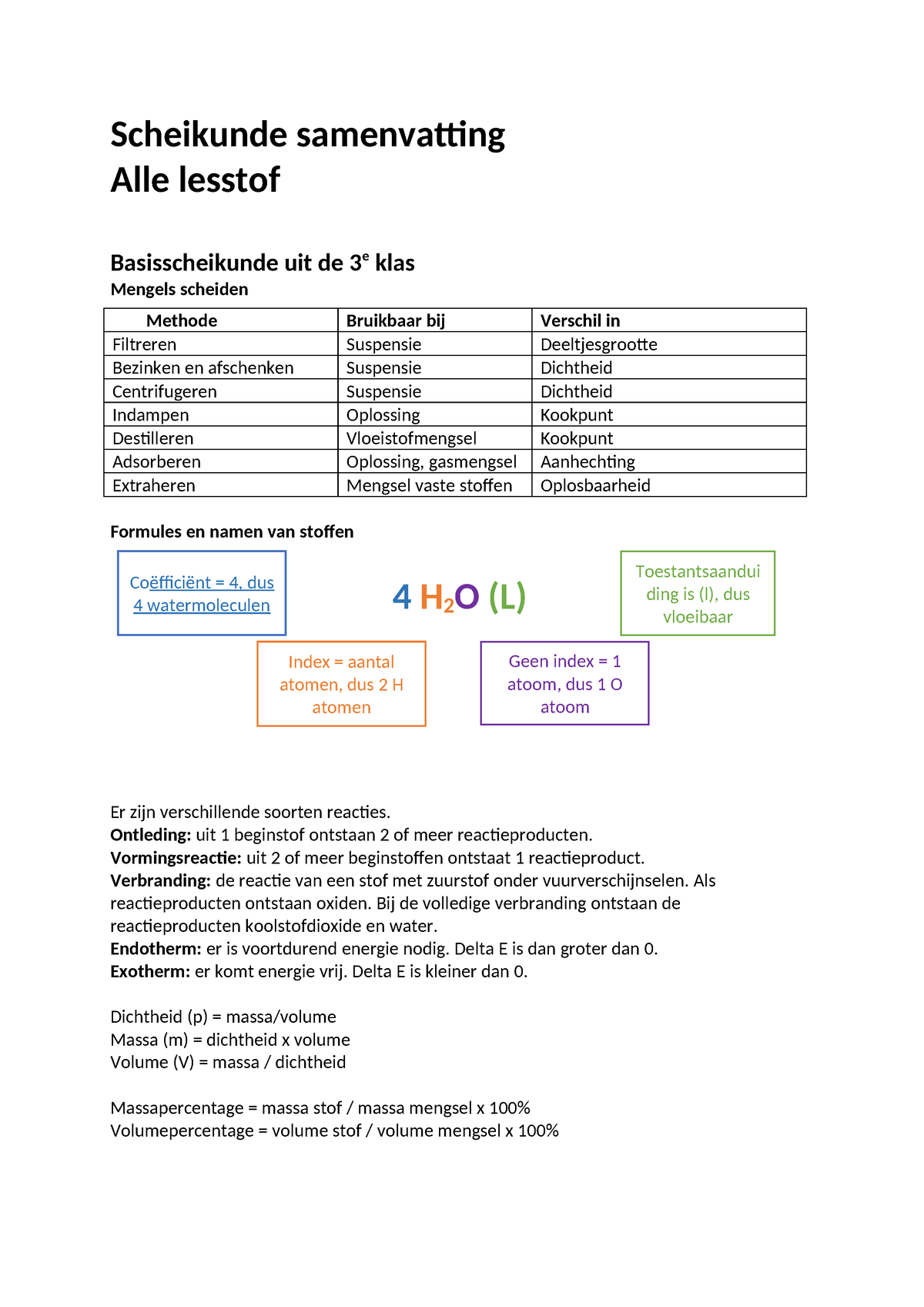 Scheikunde Toetsstof - Samenvatting Chemie - Scheikunde Samenvatting ...