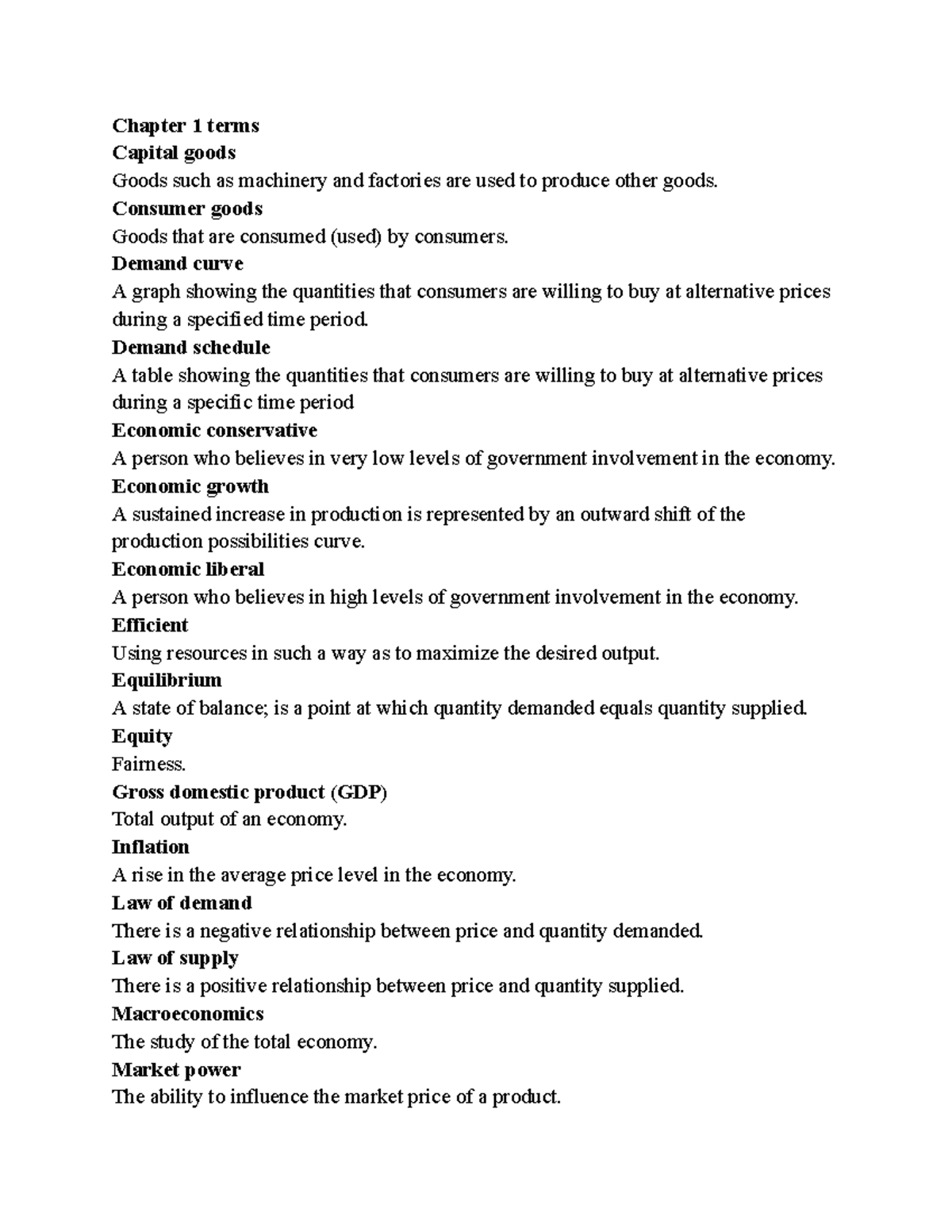BUS 105 Chapter 1 terms - Prof. Laura Angerame class - Chapter 1 terms ...