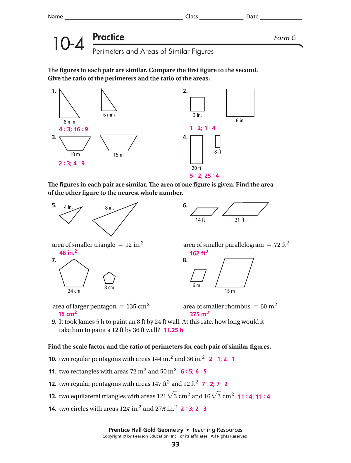 Worksheet 10.4 Form G for both CP and Honors answers - ME2033 ...