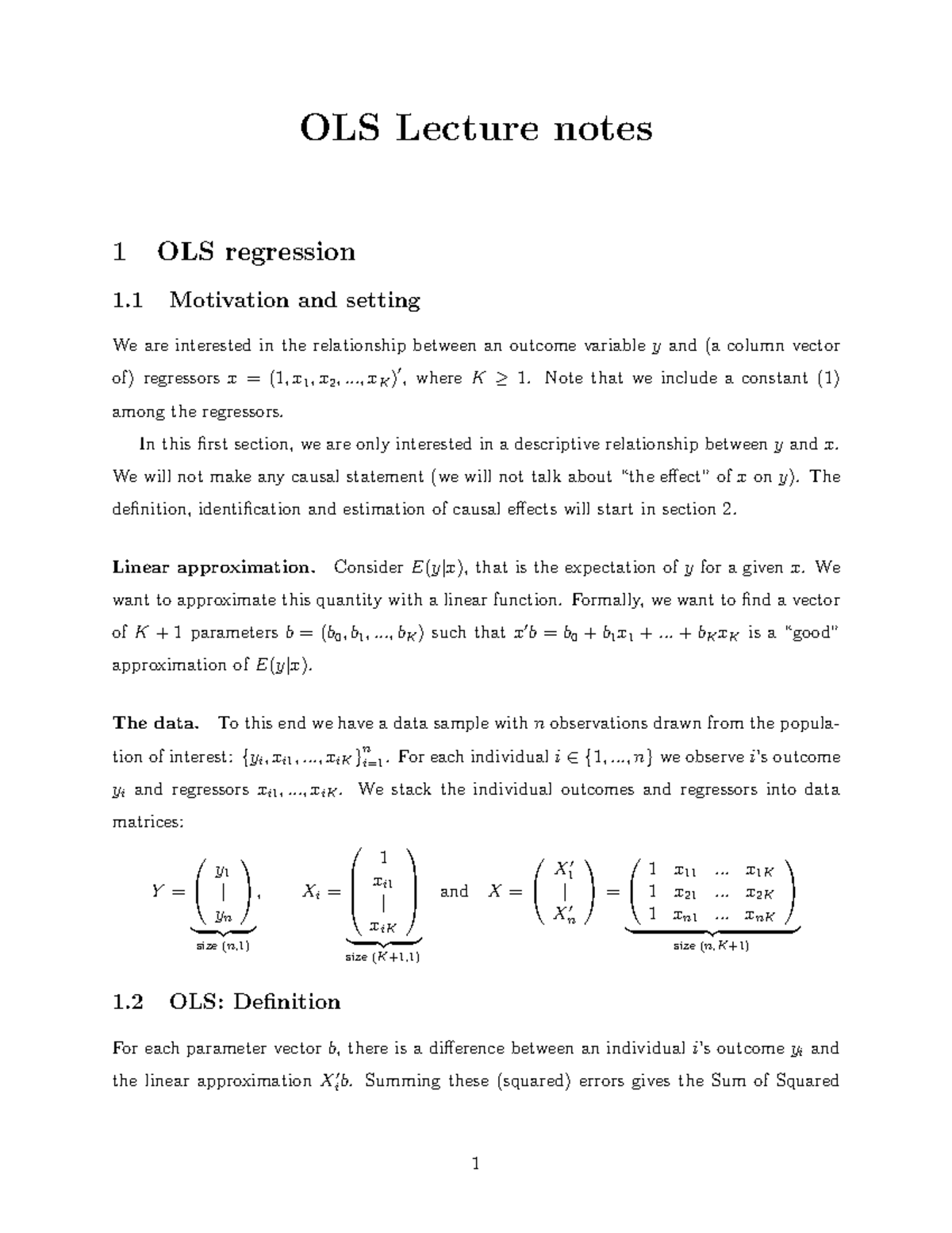 OLS notes - ECO331 - U of T - Studocu