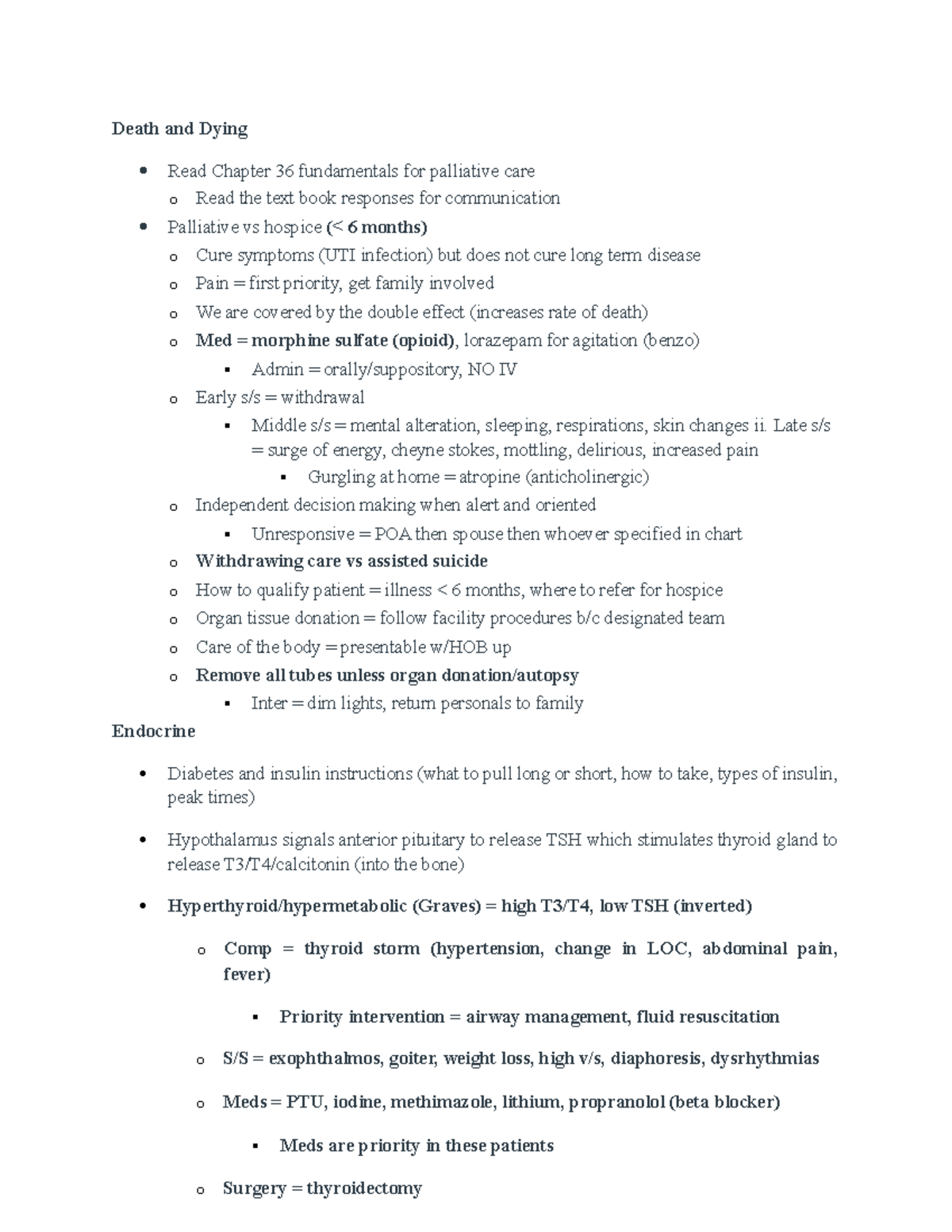 AH Exam #1 - notes - Death and Dying Read Chapter 36 fundamentals for ...